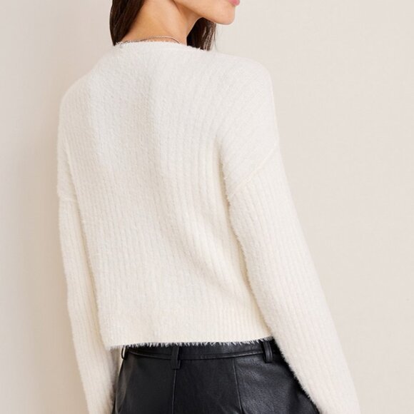 NWT Francesca's Holly Floral Cardigan White with Black Flowers Large SUPER SOFT - Picture 5 of 8